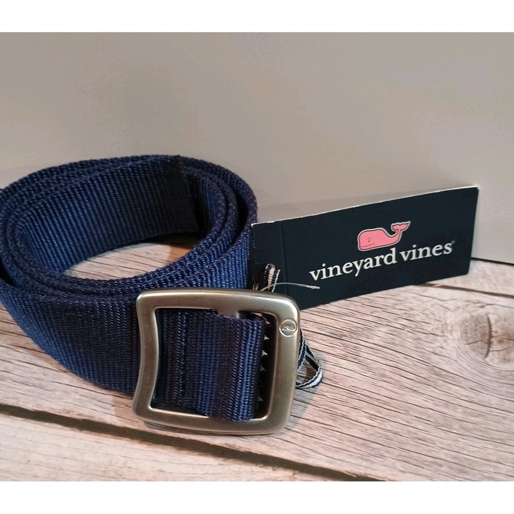 NWT Vineyard Vines Mens Webbing Nylon Belt‎ Size Small Deep Bay Blue